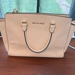 Michael Kors Cream Satchel Structured Design Gold Hardware